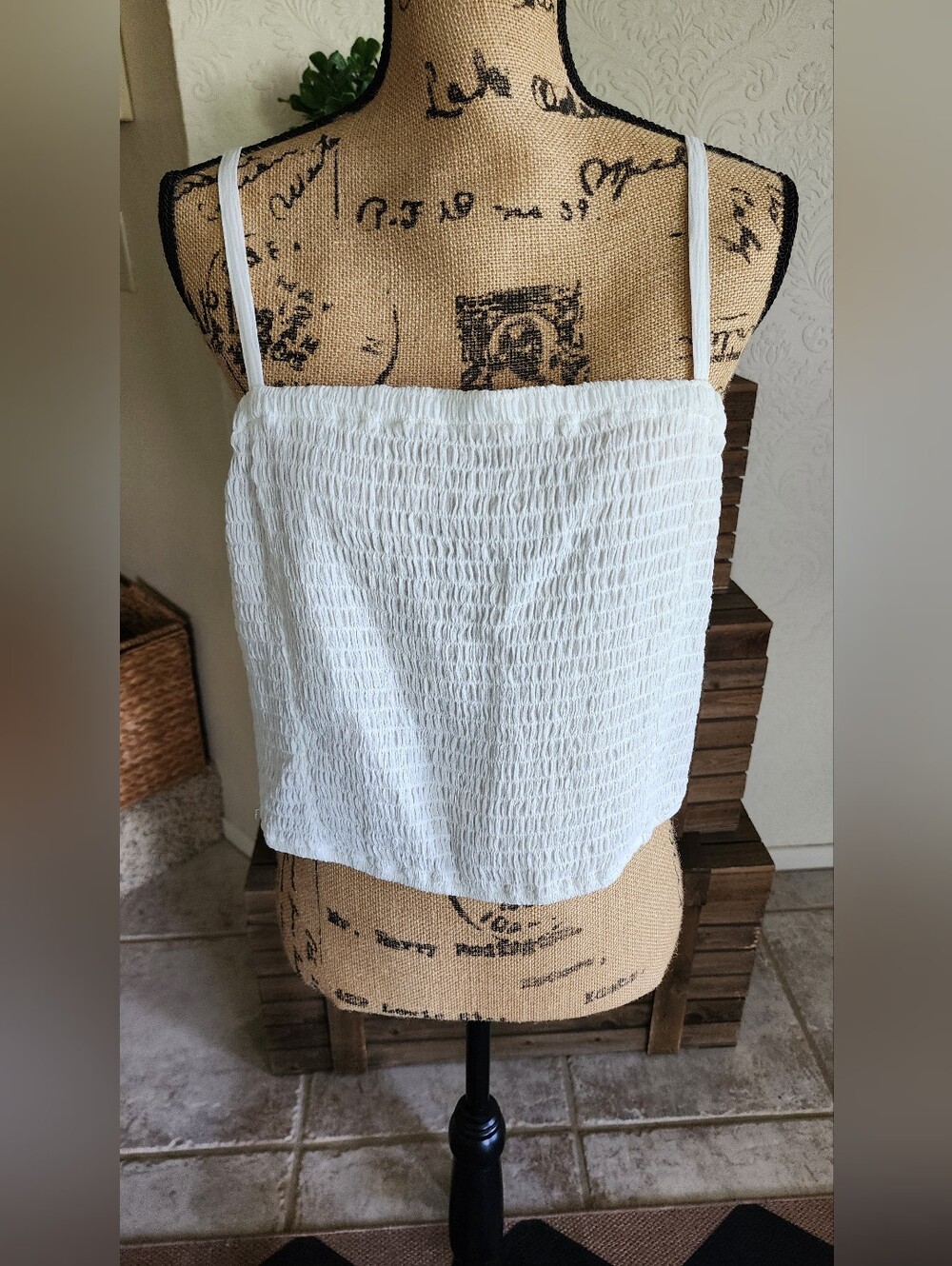 Torrid White Smocked Cami Tank Top